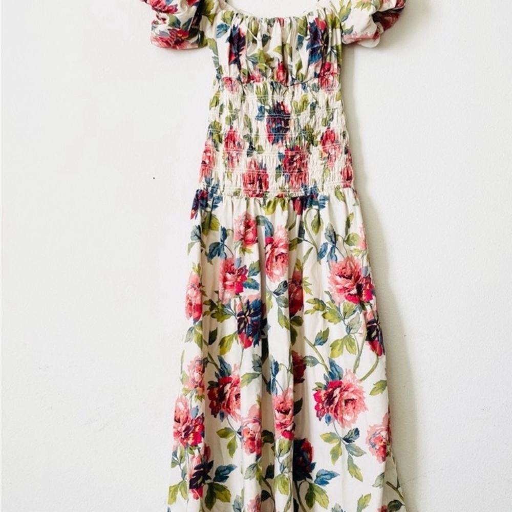 NWT Abercrombie & Fitch Smocked Drop-Waist Puff Sleeve Floral Maxi Size XL Tall - Picture 4 of 9